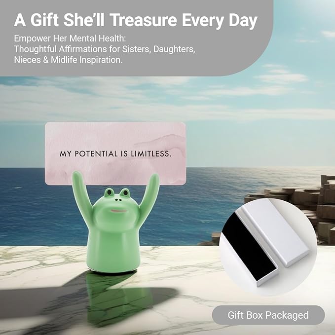 ZEARPT Affirmation Card Deck for Women, Self Care Gift, Positive Affirmation Cards with Holder, Gift for Her, Daughter, Niece, Sister, Daily Affirmations, Midlife Manifestation Gift (Green - Frog)