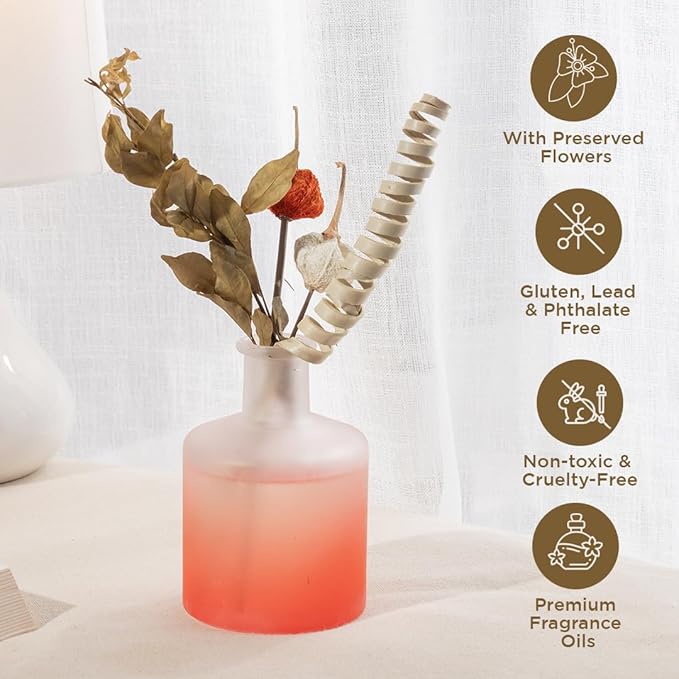 Folkulture Fall Reed Diffusers for Home, 5 oz | Autumn Scent Diffuser Oil with Sticks | Fall Scents for Bathroom Decor Accessories, Living Room, Office | Natural Essential Oils | Housewarming Gifts