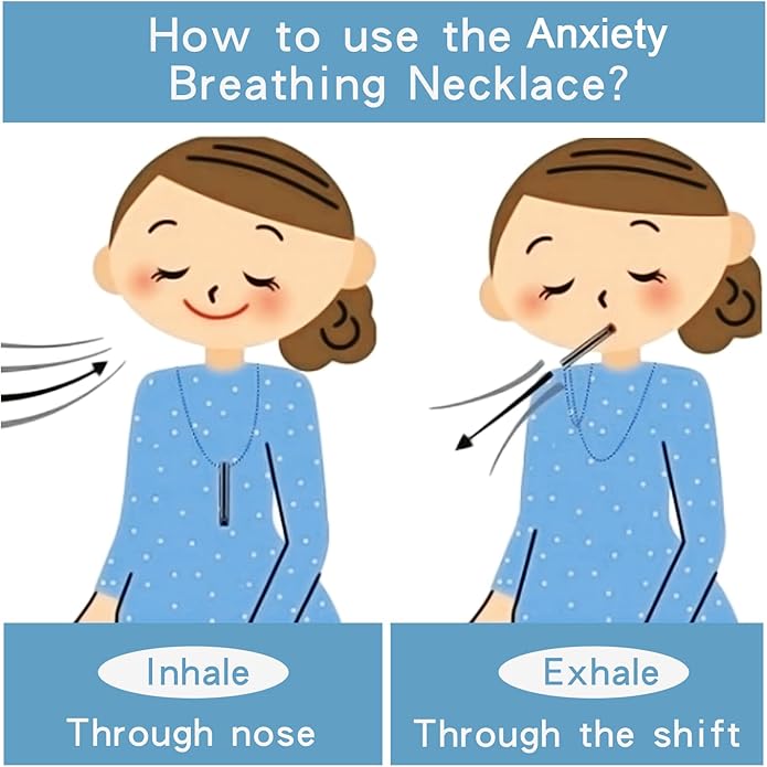 Anxiety Breathe Easy Necklace Mindfulness Breathing Necklace Breathlace Stainless Steel Pendant for Natural Calm & Stress Relief