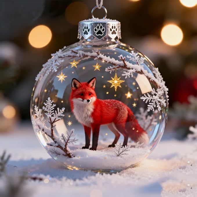 2026 Wildlife Wonders Collection Crystal Glass Ornament, Vivid 3D Animal Christmas Decoration, Clear Plastic Xmas Balls, Luxury Winter Tree Decor Sparkling Star Accents,Holiday Ornaments(All)
