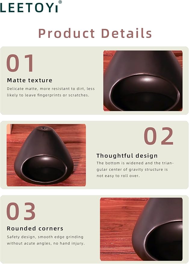 Ceramic Palo Santo Holder - Modern Incense Burner for Meditation,Yoga and Energy Cleansing - Wood Sticks Dish, Cone Burner - Inspired Home Decor Gift (Blak)