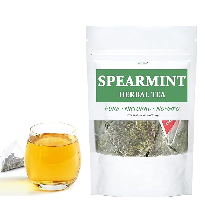 LYCKLIGA - Spearmint Tea Bags - Spearmint Leaves - Support Digestion & Natural Breath Freshener - Traditional Herbal Tea.(15 Tea bags)