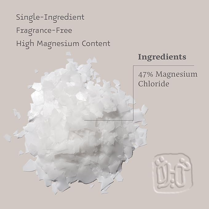 Dead Sea Magnesium Flake Bath Soak - 100% Pure Unscented Magnesium Chloride Flakes (2.2 lb Bulk) for Relax, Muscle Relief, and Recovery