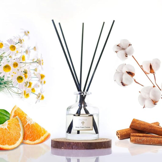 PRISTINE Ivory Coast Cotton/Inspired by Hyatt Hotel Scent Reed Diffuser for Home | Fresh Clean Sheet/Light Chamomile Reed Diffusers, Oil & Room Diffusers with Reed | Home Fragrance Scent Diffuser