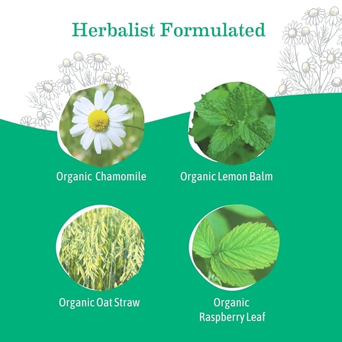 Earth Mama Organic Peaceful™ Tea | Stress Less! Calming, Relaxing Herbal Blend Safe for Pregnancy & Beyond, 16 Teabags Per Box (3-Pack)