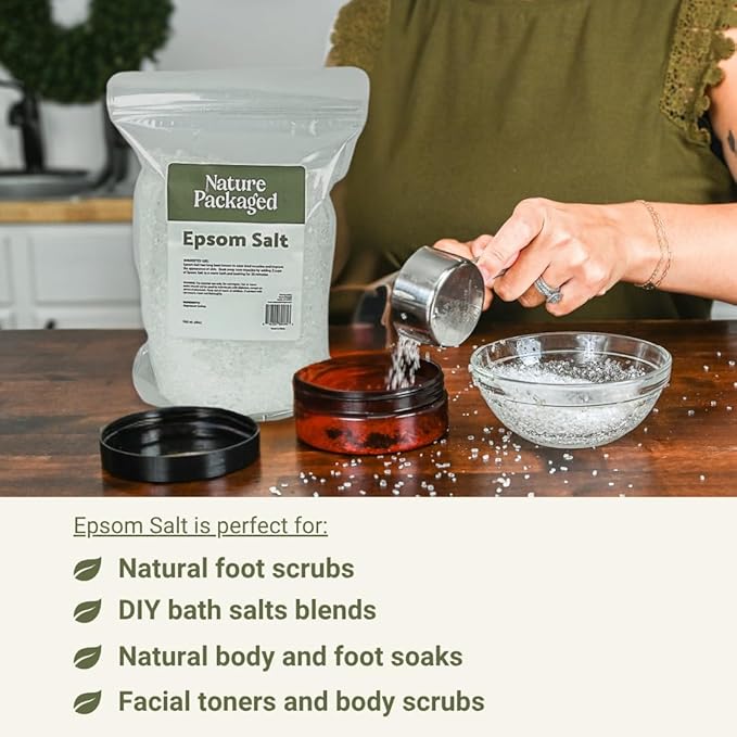 Epsom Salt (48oz) - Direct from The Shore of The Dead Sea - Organic Salt as Body Scrubs, Bath Salt, and Foot Bath Soak 2 Packs