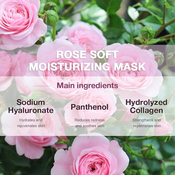 8 Pack Rose Face Mask,Pink Face Masks Spa Day kit Supplies for Teens Girls Women,Sheet Facial Mask Skincare for Kids Gifts Set,Hydrate Nourish Soothe for All Skin Types,Spa Party Favors
