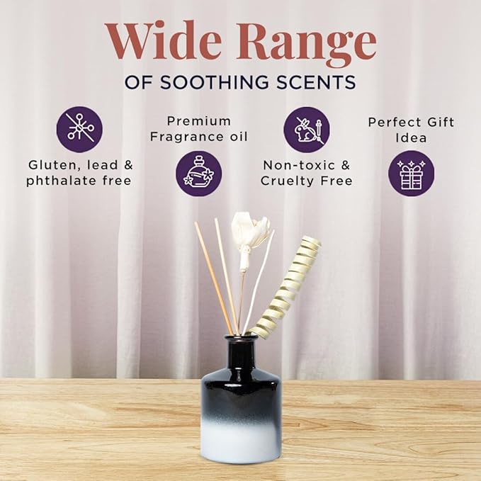 Folkulture Reed Diffusers for Home, 5 oz | Lavender Scent Diffuser Oil with Sticks for Bathroom Decor Accessories, Living Room, Office, Desk| Natural Essential Oils | Housewarming Gifts