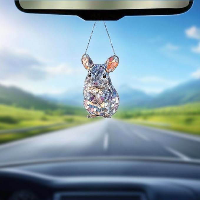 Chinchilla Ornaments Decor for Christmas Tree - Chinchilla Gifts for Women Men - Chinchilla Home Kitchen Room Christmas Decorations - 2D Flat Acrylic Ornament Window Hanging