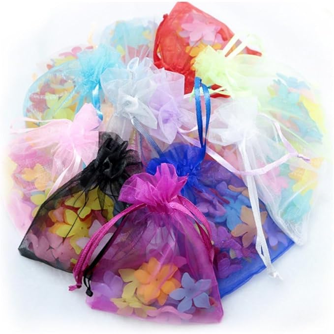 100 Pcs Organza Gift Bags Mix Colors Small Jewelry Pouches Wedding Jewelry Bag 2x3 Inch Favour bags Lavender Bag for Wedding Birthday Party Christmas Candy Mesh Bags