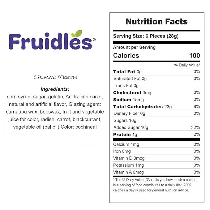 Fruidles Gummi Teeth Candy, Delicious Fruit Flavors Gummies (17.6 Pounds)