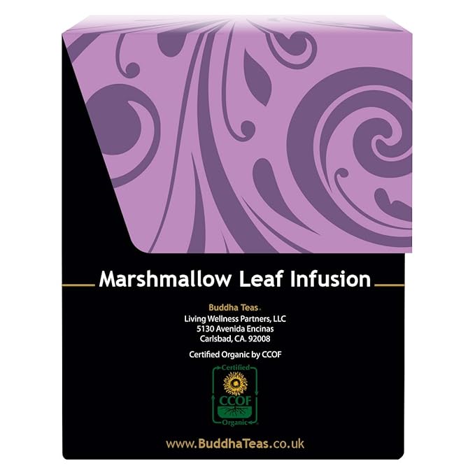 Buddha Teas - Marshmallow Leaf Tea - Herbal Tea - For Health & Wellbeing - With Flavonoids, Magnesium, Calcium & Iron - Clean Ingredients - Caffeine Free - OU Kosher - 18 Tea Bags (Pack of 1)