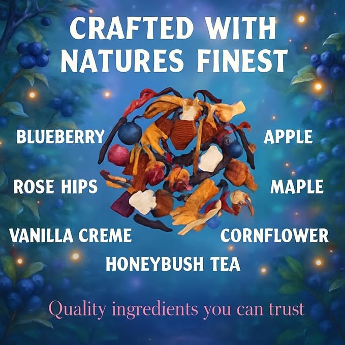 Bellasia Tea Blueberry Pie for Kids Using Real Fruit Pieces - Caffeine Free Herbal Tea Blend with Real Ingredients & Balanced Flavor- Add Loose Leaf Tea to Your Child’s Routine for A Fun & Tasty Drink
