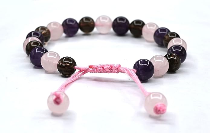 Natural Healing Crystal Bracelet for Women - Mens Bracelet Energy Balancing Gemstones Set - Adjustable Stone Bead Bracelet for Men and Women - Chakra Crystal Therapy Accessory, Meditation