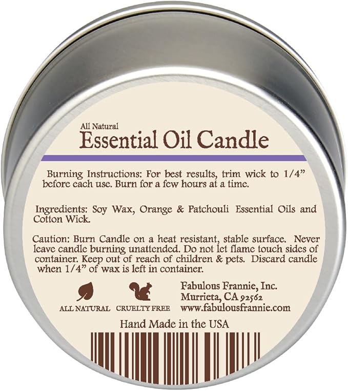 Fabulous Frannie All Natural Aromatherapy Soy Candle Travel tin Made with Pure Essential Oils 100 Hours Burn time 6oz (Calm Anger)