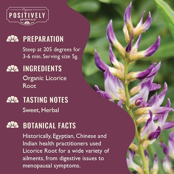 Organic Positively Botanicals Company, Licorice Root, Herbal Tea Loose Leaf Botanical, 4 Ounce