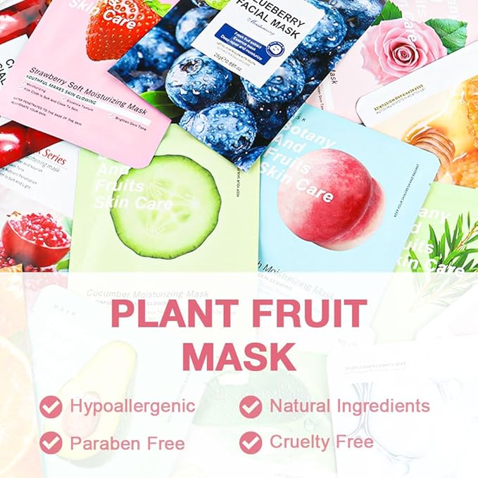Kaely 12 Pack Peach Face Masks for Kids, Kids Face Mask Spa Day Kit Supplies, Spa Party Favors for Teens Girls Women, Sheet Facial Mask Skincare Gifts Set, Hydrating Nourish for All Skin Types, 10
