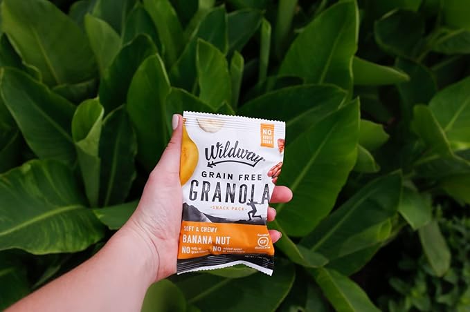 Wildway Keto Granola Snack Packs| Banana Nut | Grain-Free Certified Gluten-Free Cereal | Vegan, Low Carb & No Sugar Added | Paleo-Friendly, Non-GMO Fruit & Nut Clusters | Nutrient-Rich Snack | 12 Pack