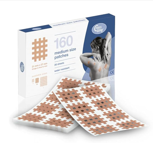 CureTape CrossLinq Acupressure Patches | Acupuncture Patch for Scars & Muscle Pain | Crosshatch Pain Patches | Non-Elastic Crosspatches | Medium | (Pack of 160)