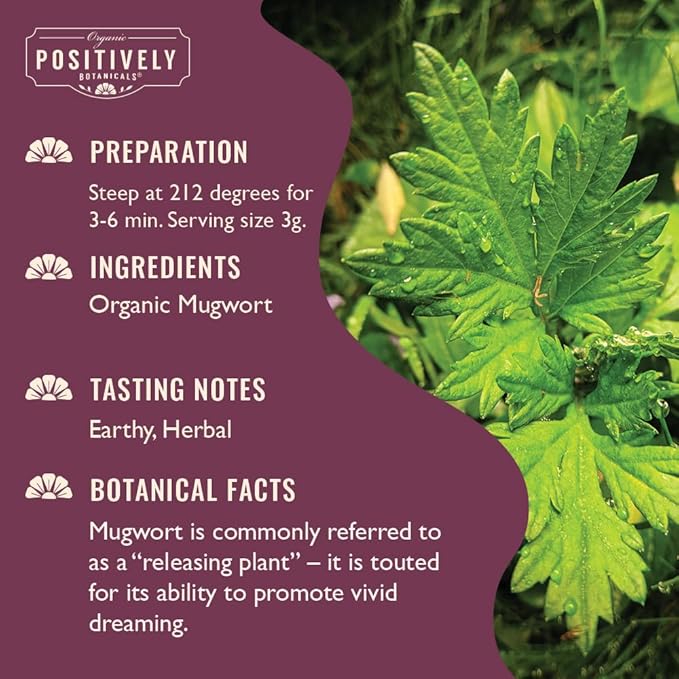 Organic Positively Botanicals Company, Mugwort, Herbal Tea Loose Leaf Botanical, 4 Ounce