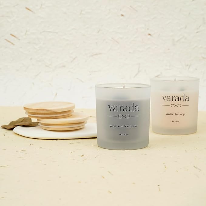 Aromatherapy Soy Candle Gift Set. 24K Gold Foil and Black Onyx -80 Hours of Clean Burn. Vanilla and Velvet Oud. Stess Relief. Relaxation. Manifestation. Birthday. Appreciation.