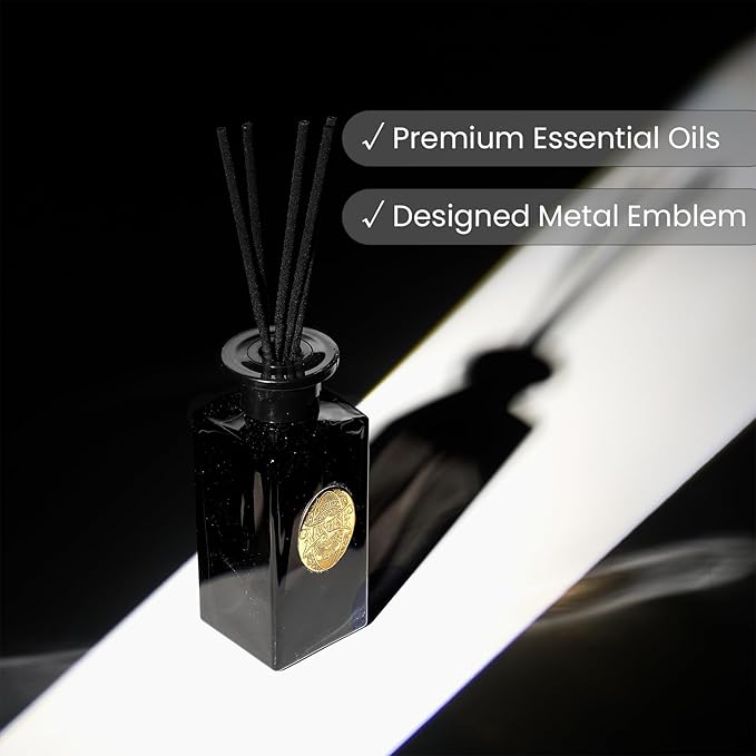 M&SENSE 6.3 oz Large Reed Diffuser Set | Oud Wood Scent Oil Diffuser with Sticks | Hotel Collection Non-Toxic Essential Oil |for Bedroom Bathroom Living Room