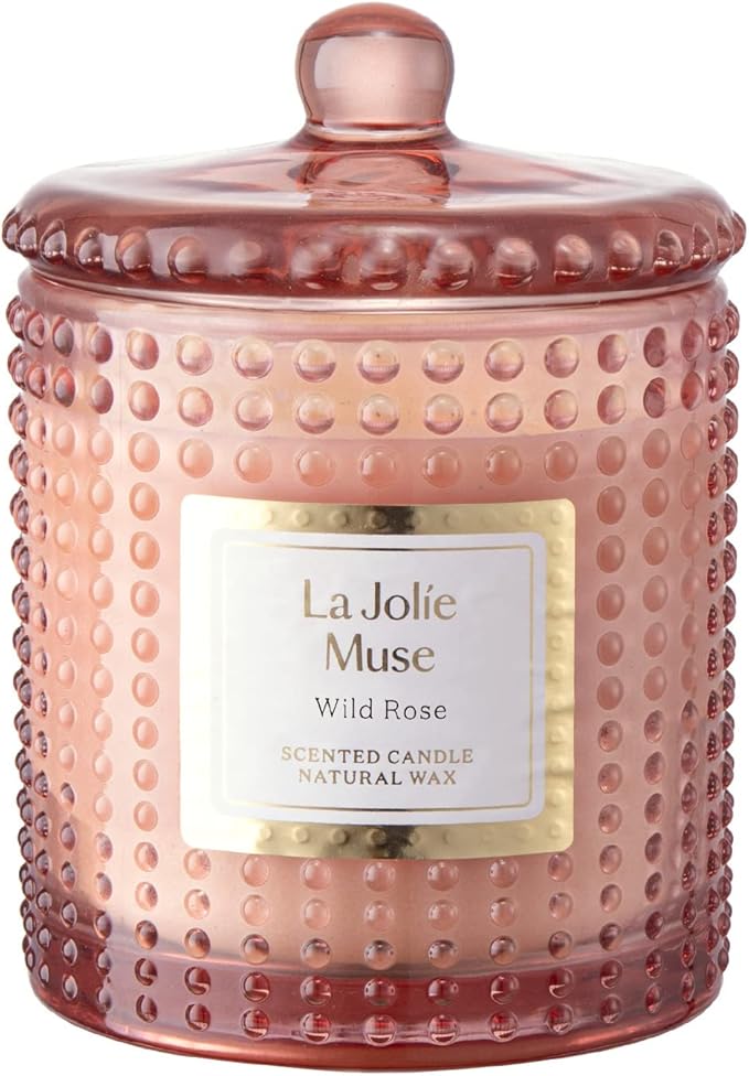 LA JOLIE MUSE Rose Noir & Oud Scented Candle – Lemon, Rose & Oud | 10 oz Natural Soy Wax | 55 Hours Clean Burn | Gift-Ready for Hosts & Gatherings | Elegant Home Décor