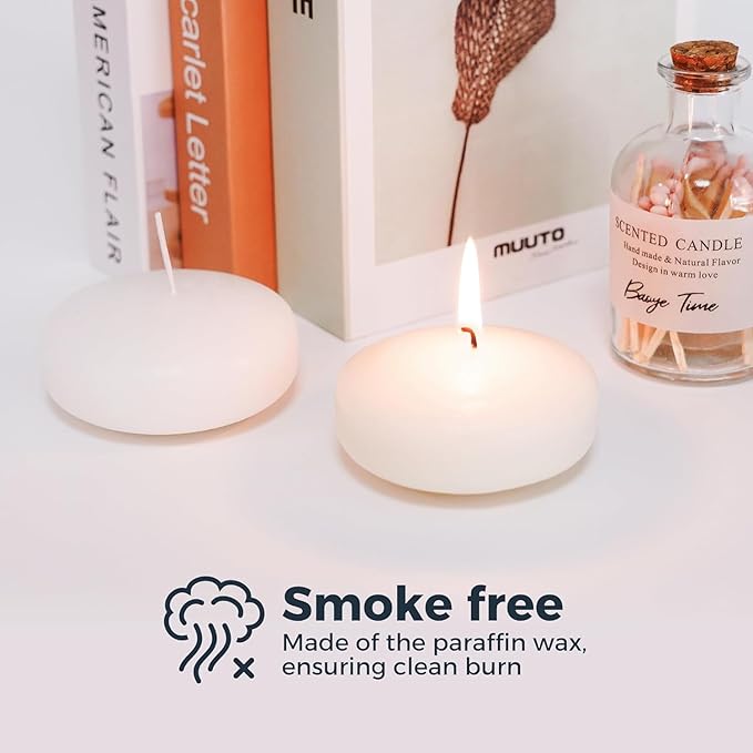 72 Floating Candles, 3 inches in Height, 0.8 inches in Width, Burning for Approximately 8-10 Hours, odorless and smokeless, Emitting Warm Light, Adding a Romantic Atmosphere to You and Your Family
