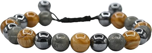 Natural Healing Crystal Bracelet for Women - Mens Bracelet Energy Balancing Gemstones Set - Adjustable Stone Bead Bracelet for Men and Women - Chakra Crystal Therapy Accessory, Meditation