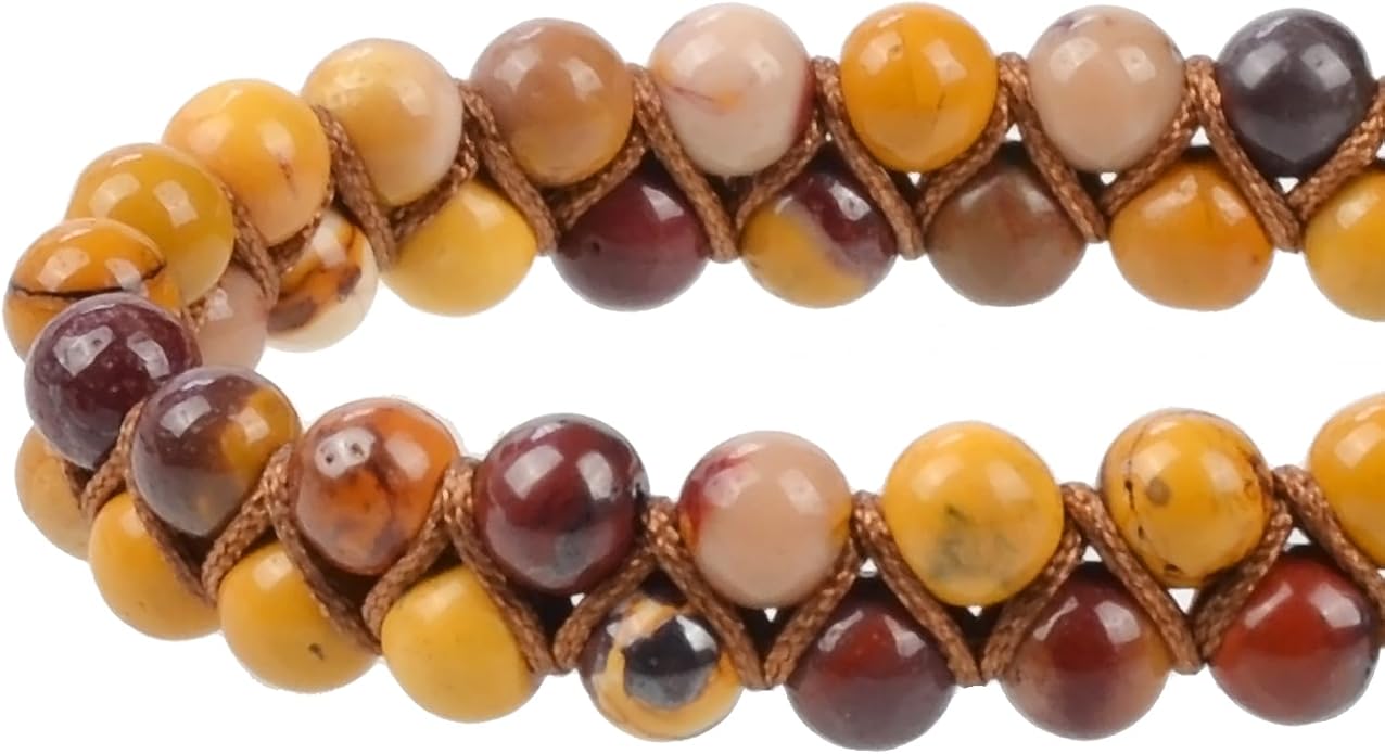 MASSIVE BEADS Double Layer Natural Chakra Healing Power Crystals Macrame Bracelet Yoga Stone Beads Gemstone Meditation Relax Anxiety Bangle for Unisex Women Men