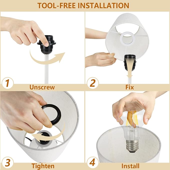 HiBay 17.75" Touch Bedside Table Lamps Set of 2 with USB Charging Ports & AC Outlet, Modern White Nightstand Lights for Bedroom, Living Room, Kids Room, 3-Way Dimmable, E26 LED Bulb Included