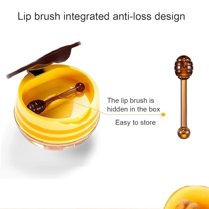 4 PCS Bee Lip Balm Honey Pot,Lip Mask Propolis Moisturizing,Prevention Dry and Cracked Lip Scrubs Exfoliator Lip Wrinkle Skin Care Products (Honey & Coconut & Mint & Cherry)