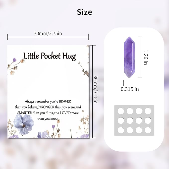 40 Sets Bulk Little Hexagonal Columns Rocks Worry Stones Pocket Hug Token Gift Card for Friends Funeral Celebration of Life Favors Encouragement Gifts for Women Adults Party Favors
