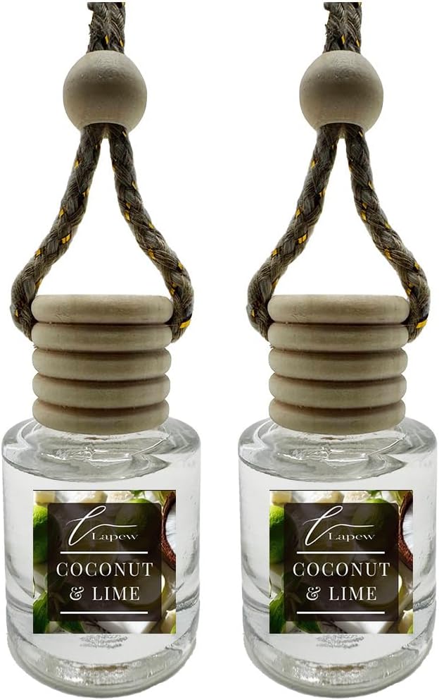 Car Air Freshener Diffuser – 2 Pack Hanging Air Freshener Diffuser (.34 Oz, Coconut & Lime (Coconut Lime Verbena))