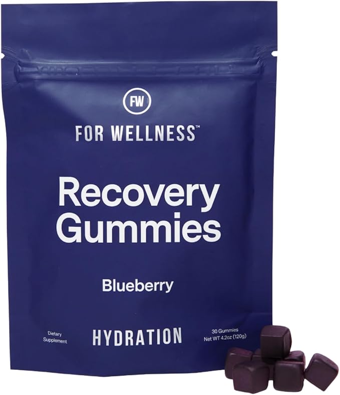 For Wellness Recovery Gummies Hydrate | Blueberry Electrolyte & Antioxidant Supplements for Hydration, Energy & Post-Workout Performance | Vegan, Non-GMO, 30 Count