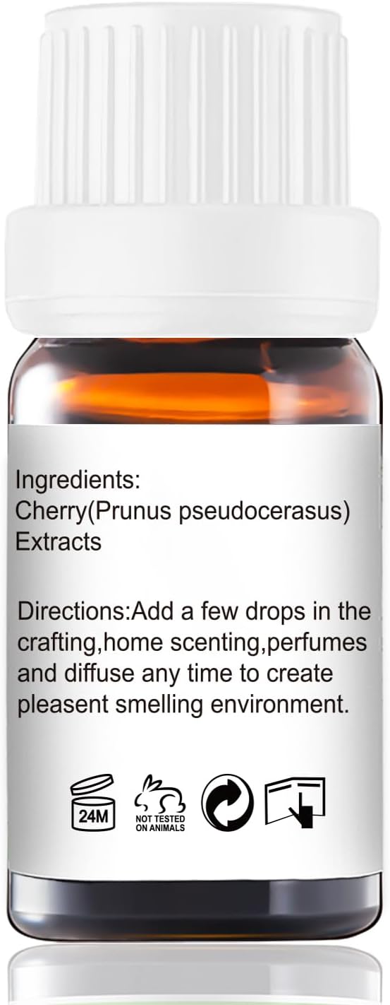 Cherry Essential Oil - Natural Fragrance for Aromatherapy, Body, Perfume Making, Candles, Soap, Room Spray, Diffuser Blends - Pure Home Fragrance, 10mL Undiluted - Pack of 2