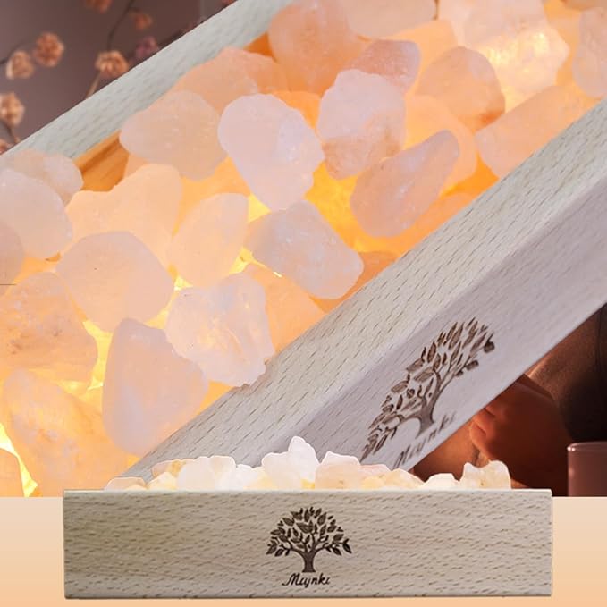 Himalayan Salt Lamp Diffuser - 300g Pink Salt with Wood Base, USB Powered, Warm Light for Aromatherapy, Relaxation, Meditation, Home Decor, Gifts