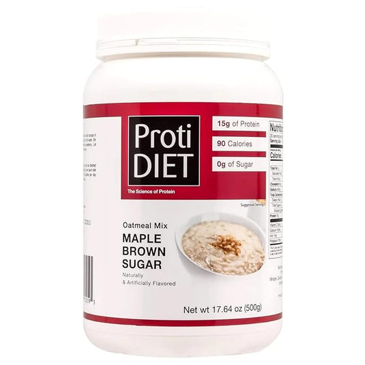 ProtiDIET High Protein Maple Brown Sugar Oatmeal - Low Fat, Sugar free Instant Oatmeal for a Nutritious Breakfast Packed with Essential Vitamins and Minerals - 20 Servings Jar