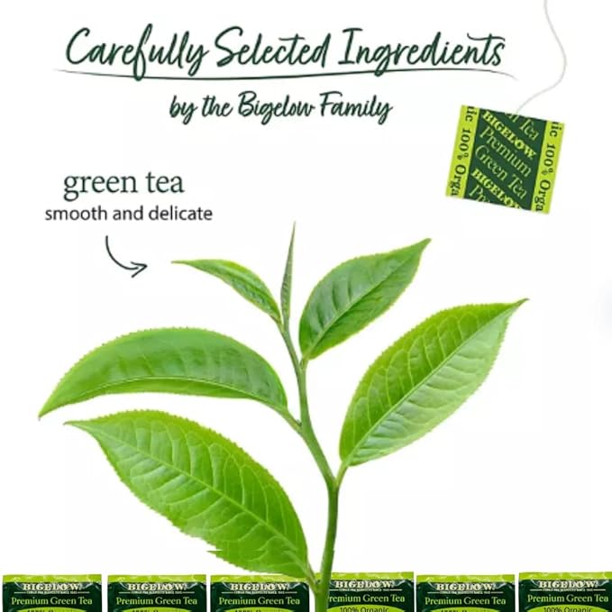 Premium Bigeloww Organic Green Tea 160 Count, Individually Wrapped Tea Bags - For Daily Wellness & Antioxidant Boost - Packaged for Freshness