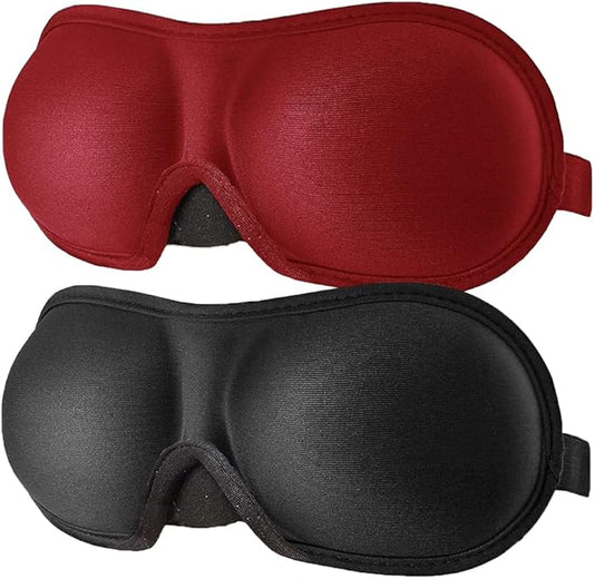 3D Eye mask for Sleeping,Machine Washable, Sleep Mask for Women, Blinder Blindfold Airplane(Black+red)