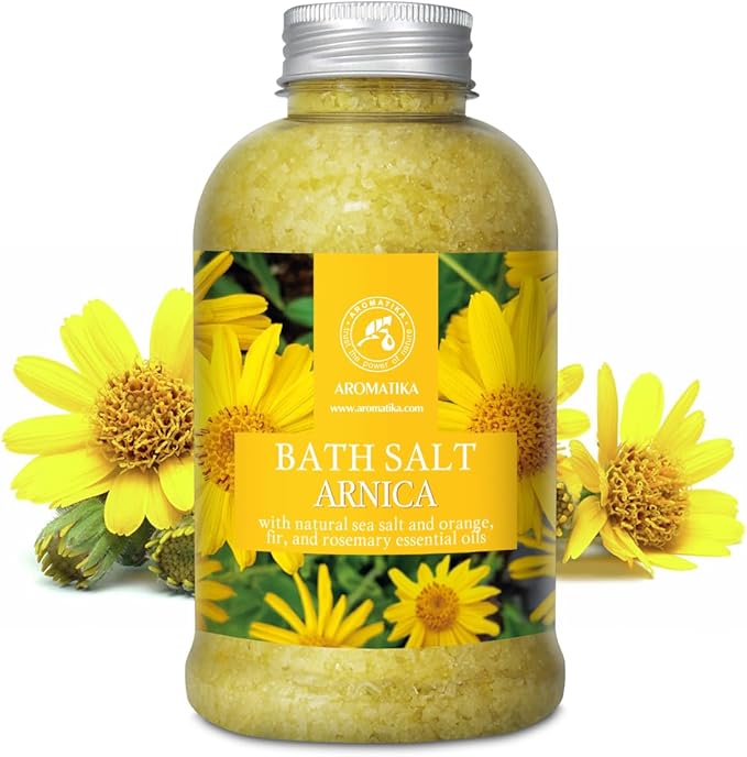 Arnica Bath Salts 21.16 Oz - 100% Natural Rosemary Orange and Fir Essential Oils - Sea Salt Arnica 600g - Best for Bath - Good Sleep - Relaxing - Body Care - Beauty