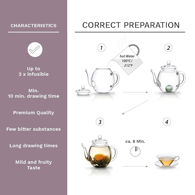 Creano Blooming Tea Mix - Flowering Tea in Elegant Gift Box Black Tea (3 Different Varieties Tea Roses)