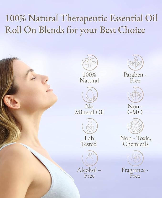 Essential Oil Roll On Blend, Orchid Oil Gift Set, Well-Being, Body Care, Massage, Relaxing, 6 Pack, 0.17oz, Elegant White