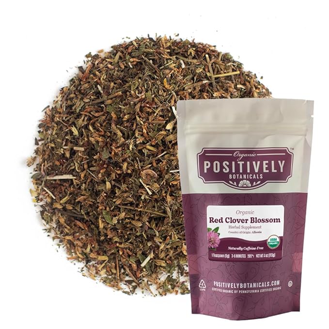 Organic Positively Botanicals Company, Red Clover Blossoms, Herbal Tea Loose Leaf Botanical, 4 Ounce