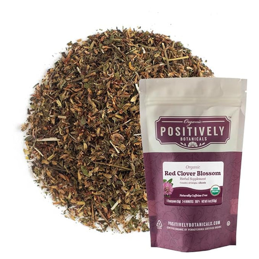 Organic Positively Botanicals Company, Red Clover Blossoms, Herbal Tea Loose Leaf Botanical, 4 Ounce
