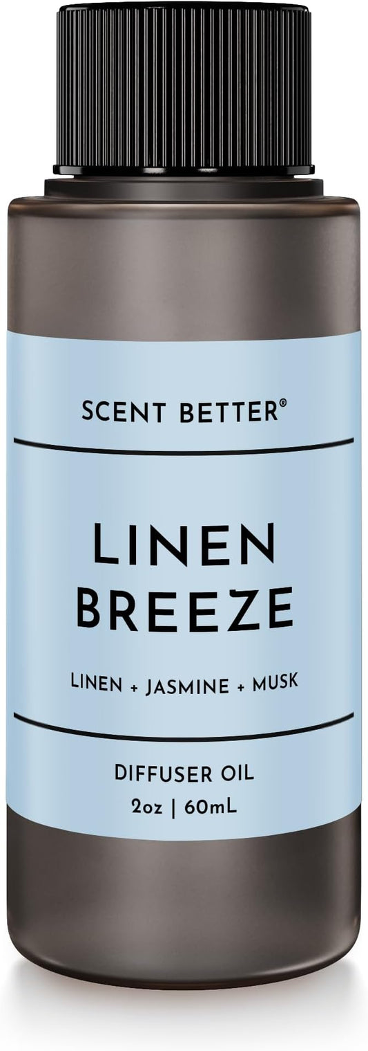 Scent Better Linen Breeze Aroma Essential Oil Blend: an Aromatherapy Blend of Linen, Jasmine, and Musk for Ultrasonic Diffusers & Nebulizers (2 Fl Oz, 60 mL)