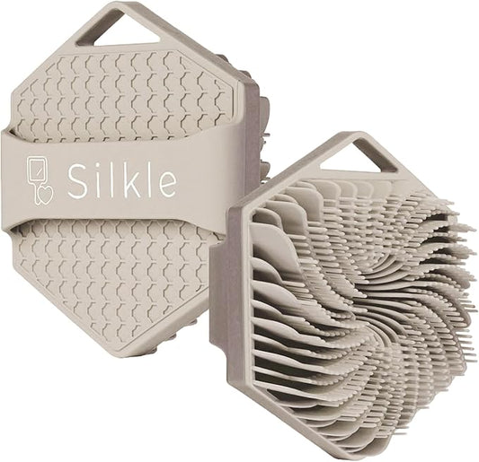 Silicone Body Scrubber - Exfoliating Bath Brush and Skin Cleanser - Shower Sponge for Gentle Body Scrub and Wash - Silicone Scrubbing Care Tool for a Refreshed and Renewed You - Clay