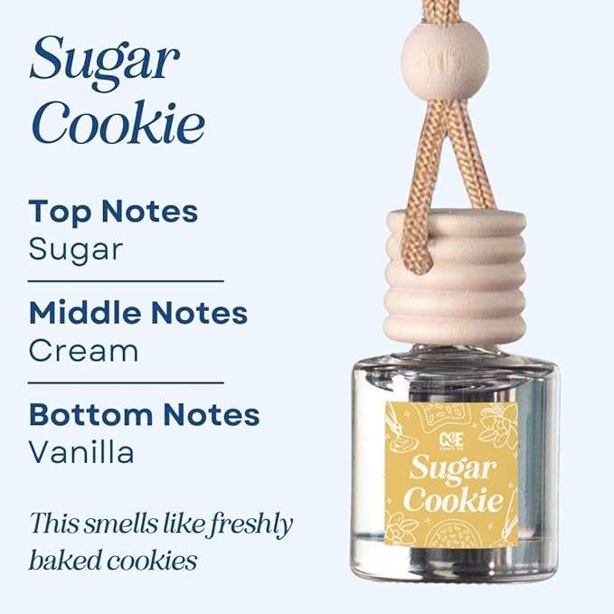 CANDECraftCo Car Air Hanging Fragrance Oil, Car Auto Freshener for Essential Oils, Scents Fragrance Aromatherapy Automobile Diffuser, Long Lasting (Sugar Cookie)