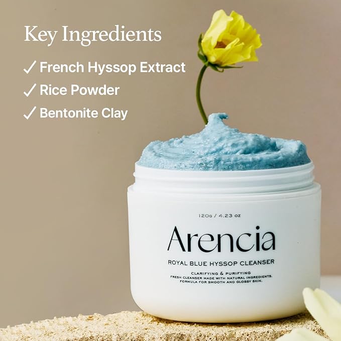ARENCIA Hyssop Brightening & Deep-Cleansing Face Scrub & Exfoliator - All Skin Types, For Sebaceous Filaments & Blackheads (1.76oz)