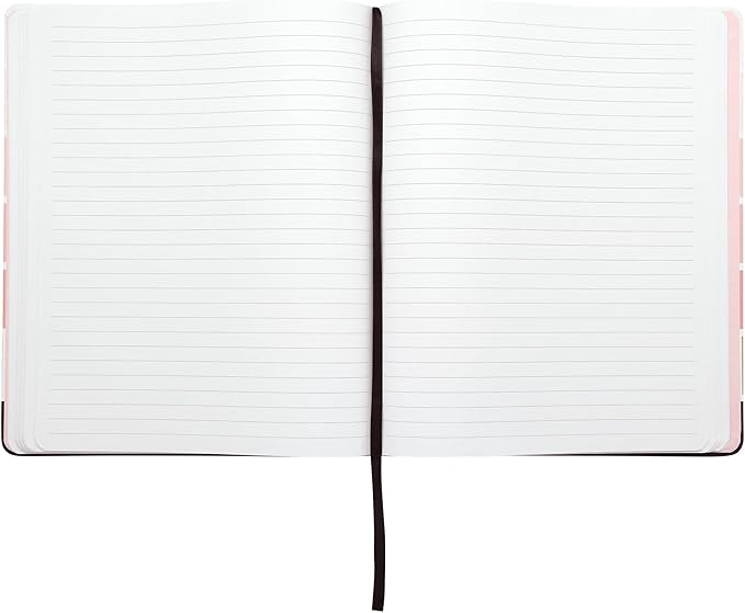 Eccolo Large Lined Journal Notebook, Hardbound Cover, Writing Journal, 256 Ruled White Pages, Ribbon Bookmark, Lay Flat, Desk Size for Work or School, Ombre Stripes (Pink, 8x10 inches)